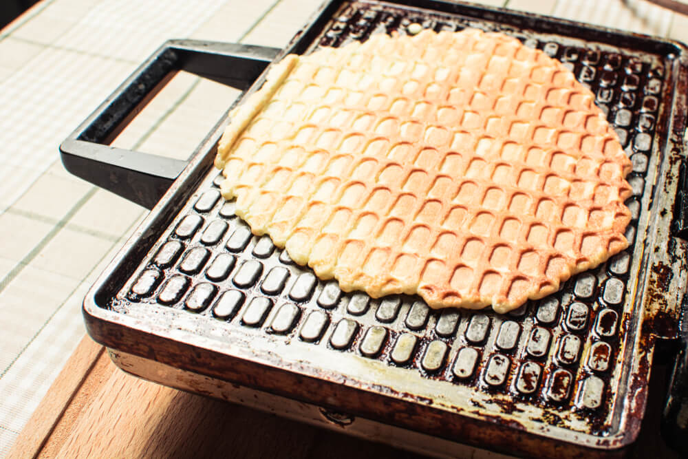 Thin waffles on a waffle iron