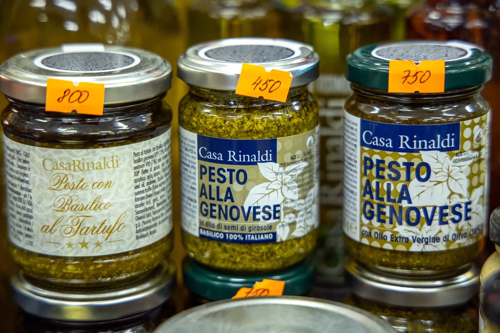 Pesto in grocery shelves
