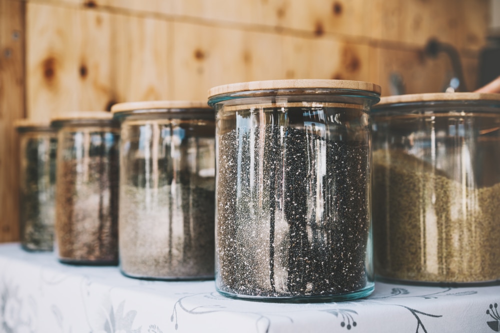 Chia seeds in air tight containers