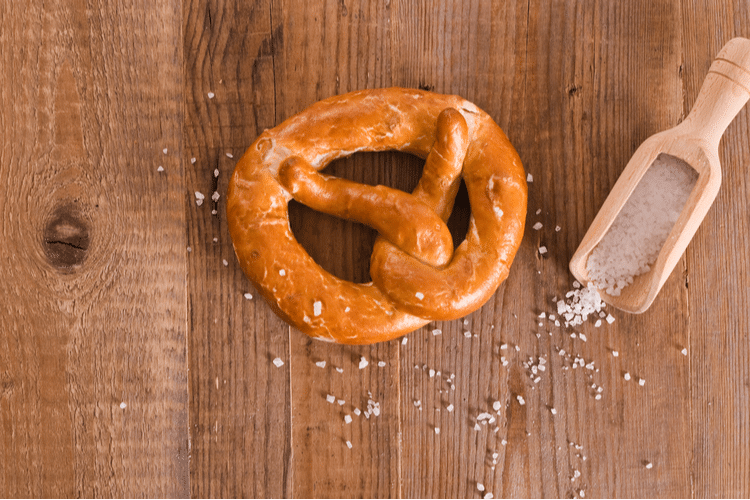 Pretzel With Salt in Background