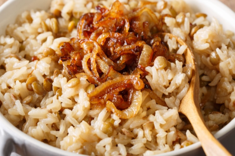 Rice & Lentils With Caramelized Onions