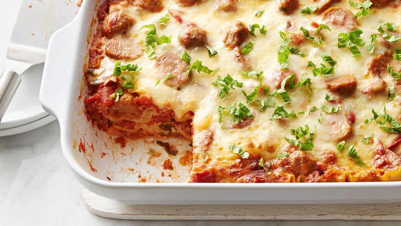 Three-Cheese Meatball Lasagna